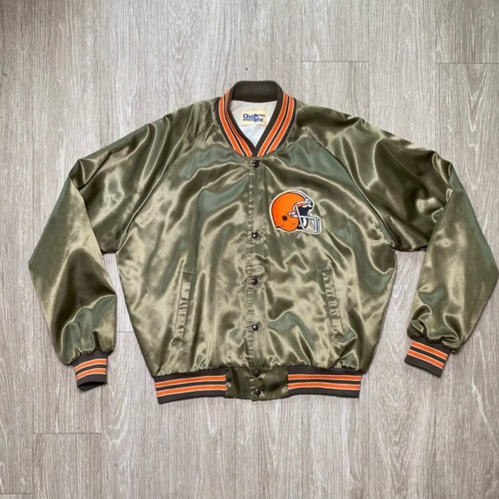 Vintage Chalk Line 90's Cleveland Browns NFL Football Satin Jacket Men's Size XL - Picture 2 of 11